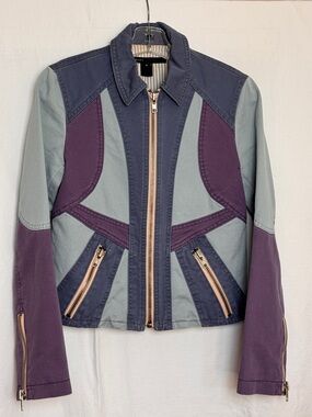 Marc Jacobs Colorblock Zip Jacket | Size 6 | Designer Utility Moto Jacket